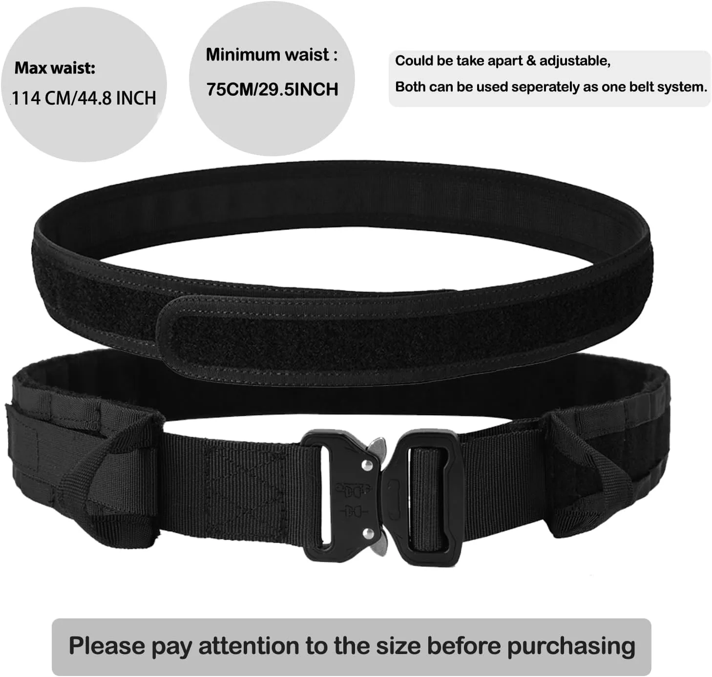 YAKEDA Tactical Battle Belt Duty Belts Law Enforcement Police Utility Belt With Pouches 7 in 1