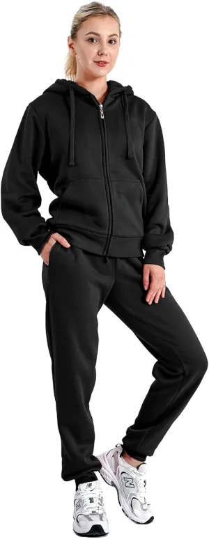 Yasumond Women's Sweatsuit Outfits Sherpa Lined Hooded Tracksuits 2 Piece Set Hoodie & Sweatpants