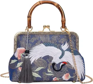 YeBon Retro Shoulder Chain Messenger Clutch Chinese Style Embroidered Jacquard Women's Evening Bags