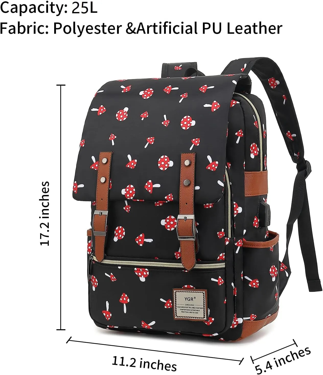 YGR Floral Laptop Backpack for Women, Female, School, Travel, Business, Outdoor Sports, Office, Work