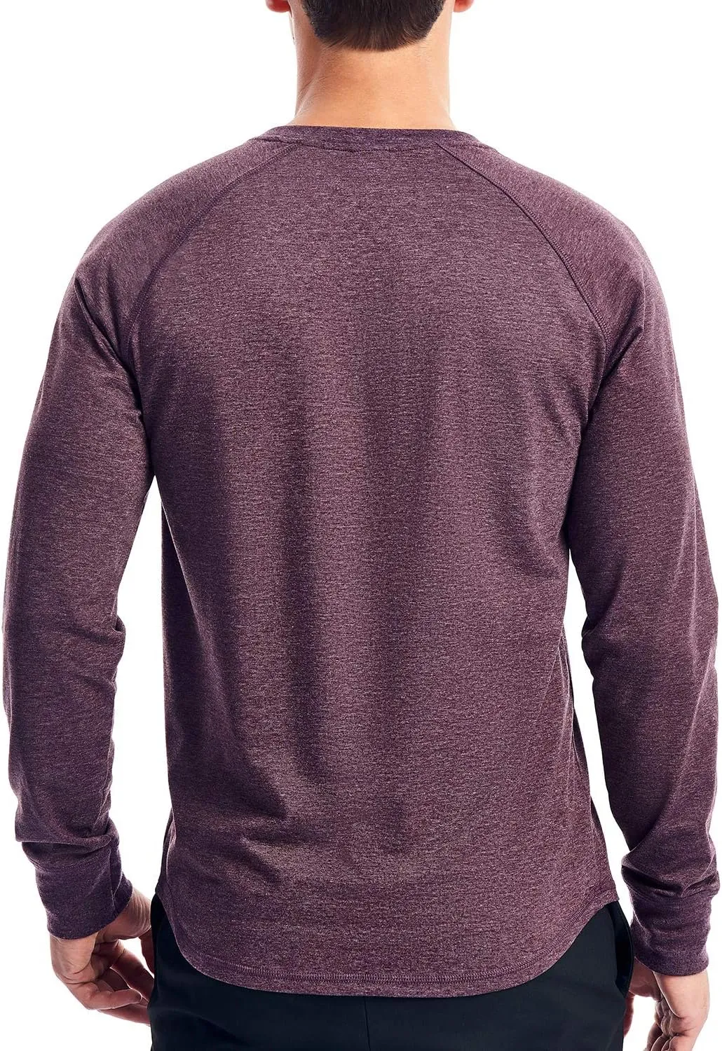 Zengjo Mens Long Sleeve Henley Shirts Stretch Casual 3 Button Tee Baisc Plain