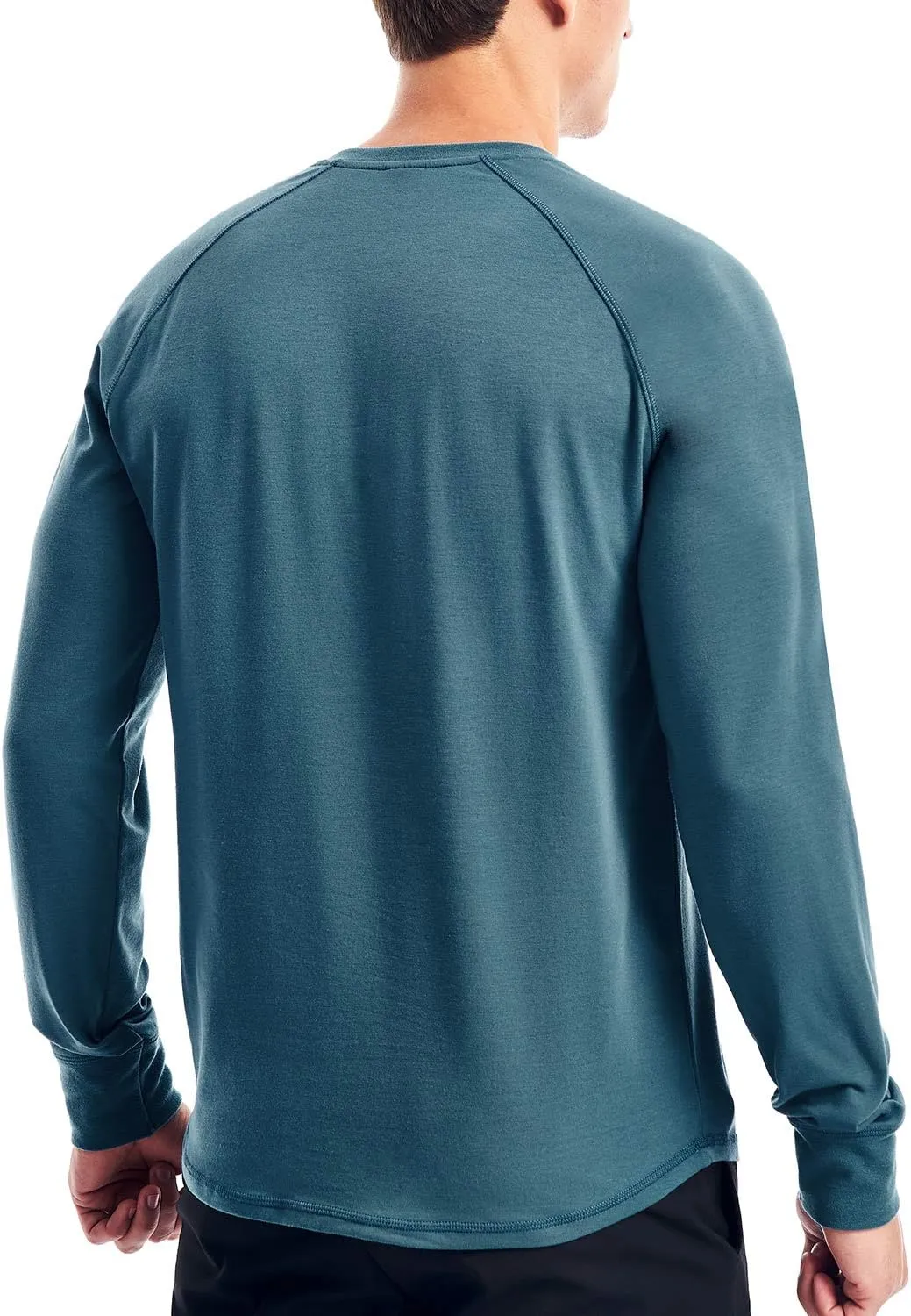 Zengjo Mens Long Sleeve Henley Shirts Stretch Casual 3 Button Tee Baisc Plain