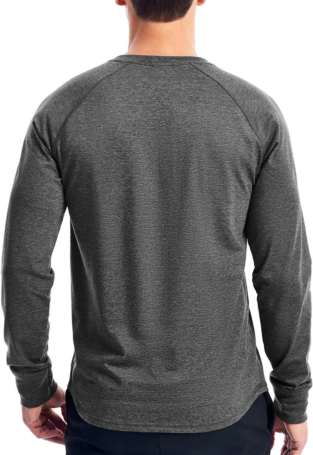 Zengjo Mens Long Sleeve Henley Shirts Stretch Casual 3 Button Tee Baisc Plain