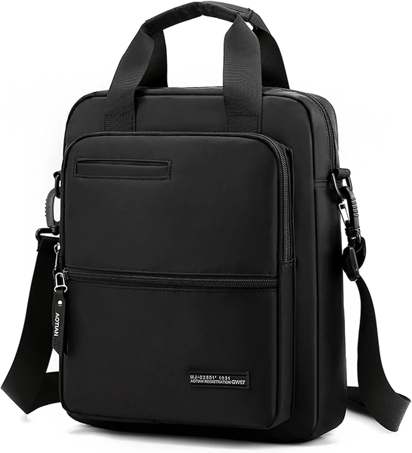 zhongningyifeng Men's 14-inch Laptop Messenger Bag Nylon Large Shoulder Bag Business Waterproof Casual Black Crossbody Bag for Work Travel Outdoor