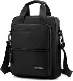 zhongningyifeng Men's 14-inch Laptop Messenger Bag Nylon Large Shoulder Bag Business Waterproof Casual Black Crossbody Bag for Work Travel Outdoor