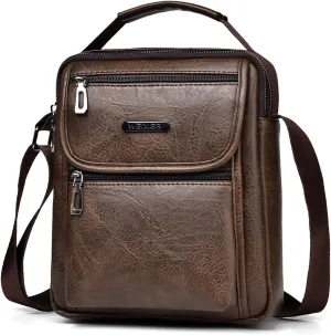Zipper Buckle Leather Messenger Bag Crossbody Shoulder Bag Vintage Handle Bags
