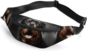 Zipper Fanny Pack for Men Women Fashion Waist Bag Stylish Crossbody Bags with Adjustable Strap Cool Rottweiler Dog Art Travel Chest Bags Belt Bags for Running Hiking Workout Cycling