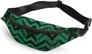 Zipper Fanny Pack for Men Women Fashion Waist Bag Stylish Crossbody Bags with Adjustable Strap With Emerald Green Travel Chest Bags Belt Bags for Running Hiking Workout Cycling