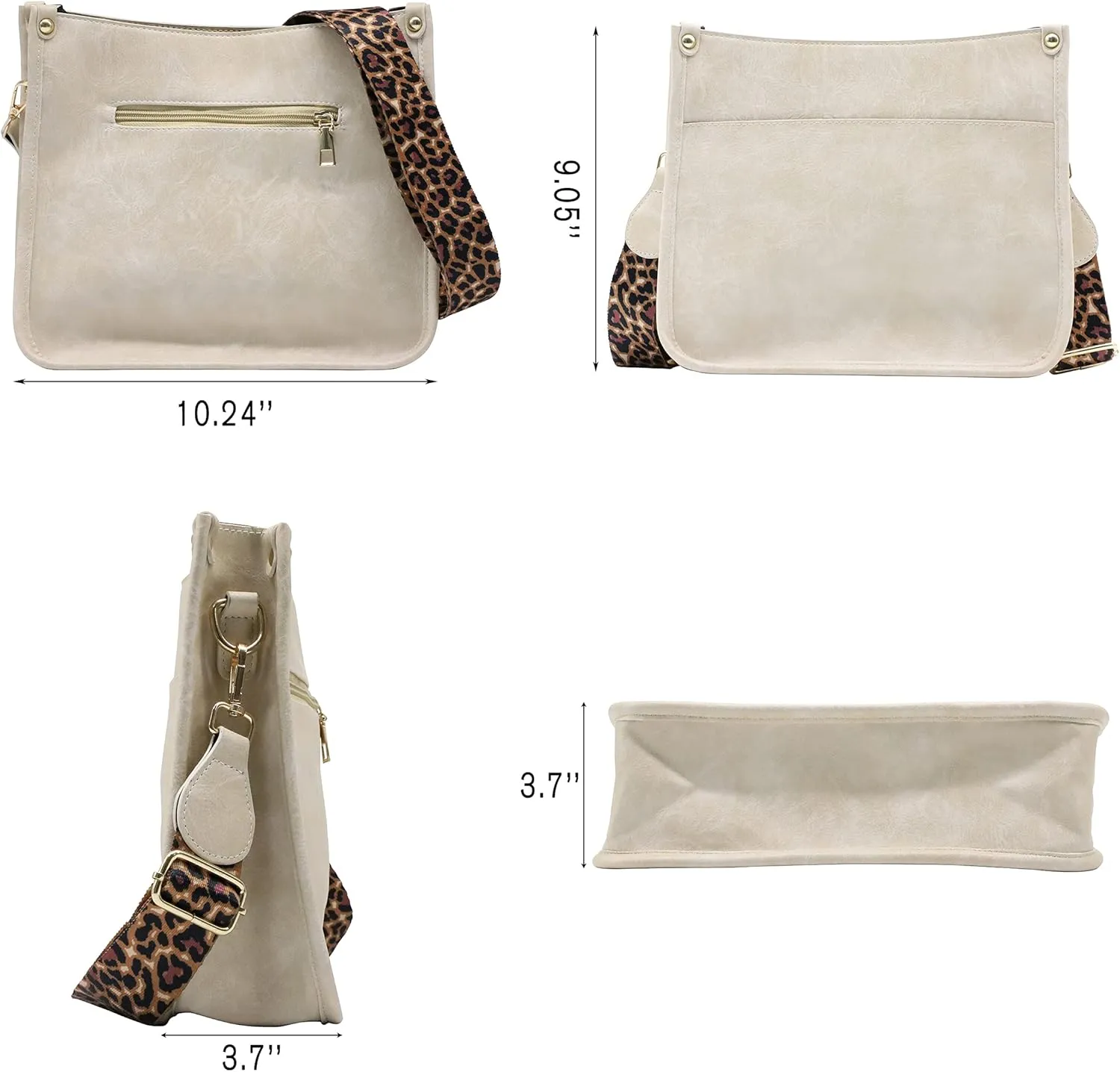 Zyyfly Vegan Leather Purse Medium Size Crossbody Bags for Women with Leopard Guitar Strap