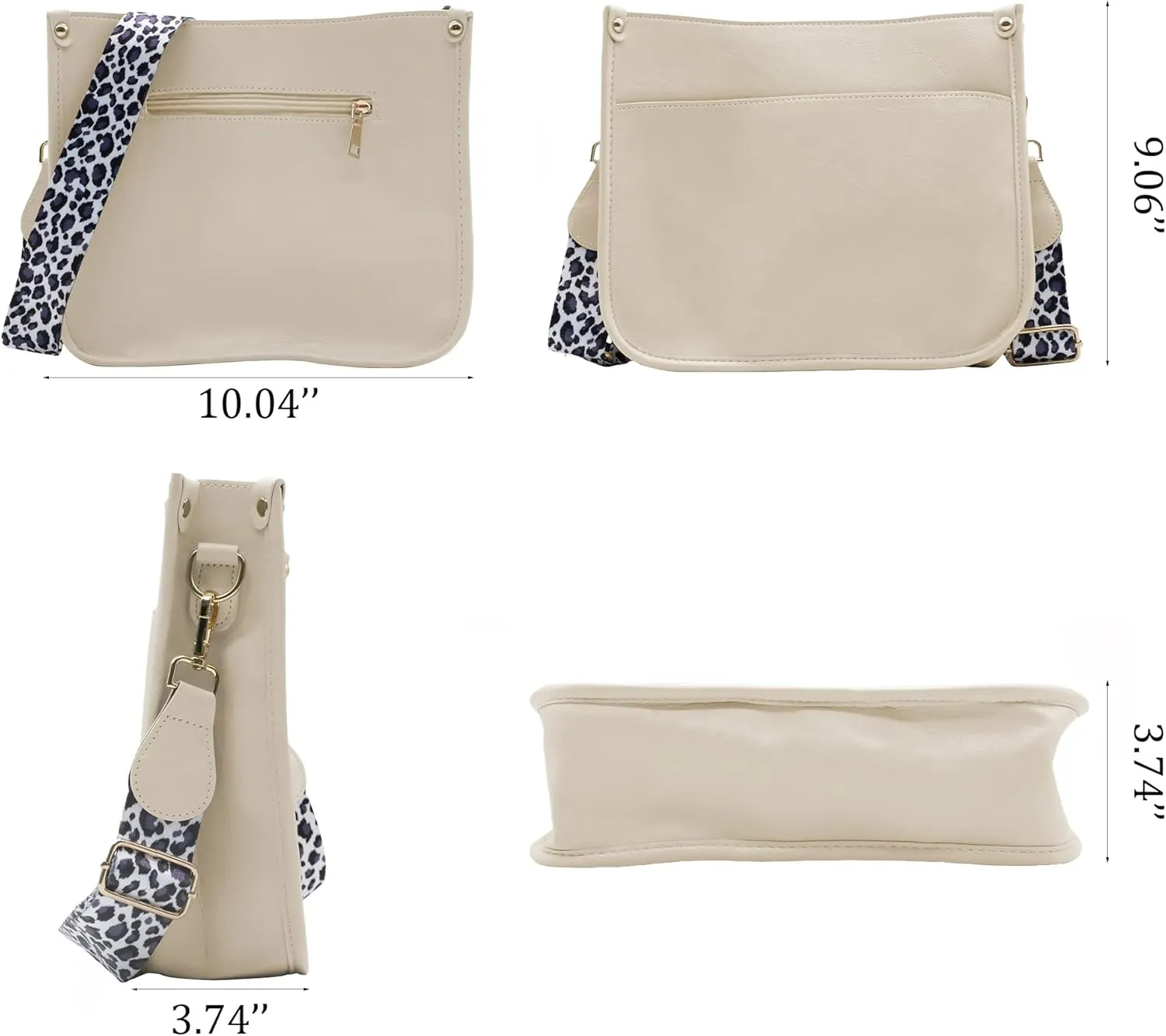 Zyyfly Vegan Leather Purse Medium Size Crossbody Bags for Women with Leopard Guitar Strap